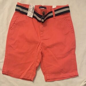 Place Coral Flat Front Men's Shorts with Belt